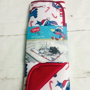 Disney Stitch Christmas Dish Drying Mat. 18” x 16”